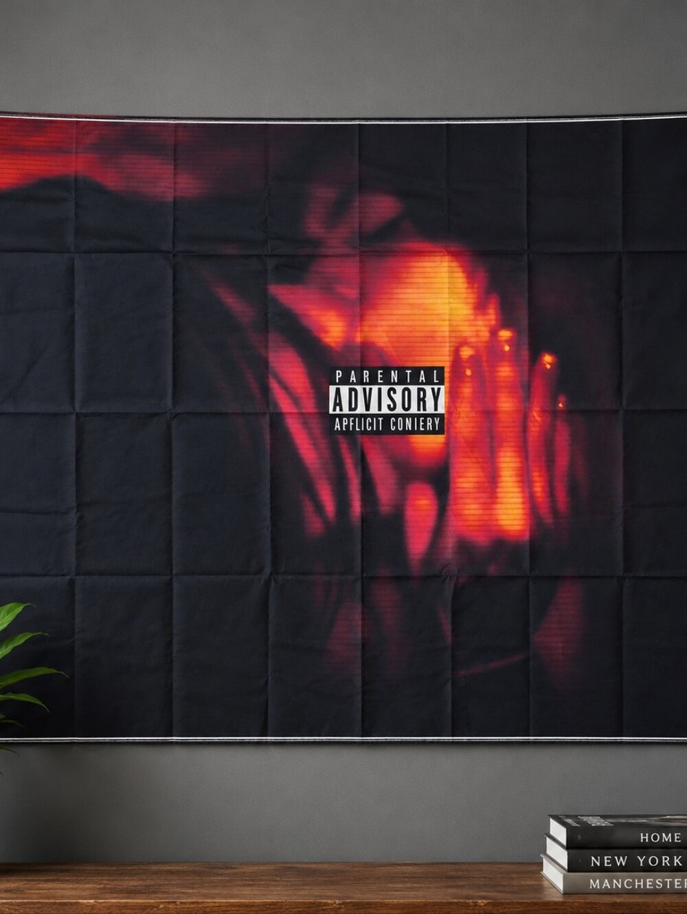 Edgy Black and Red Parental Advisory Wall Tapestry